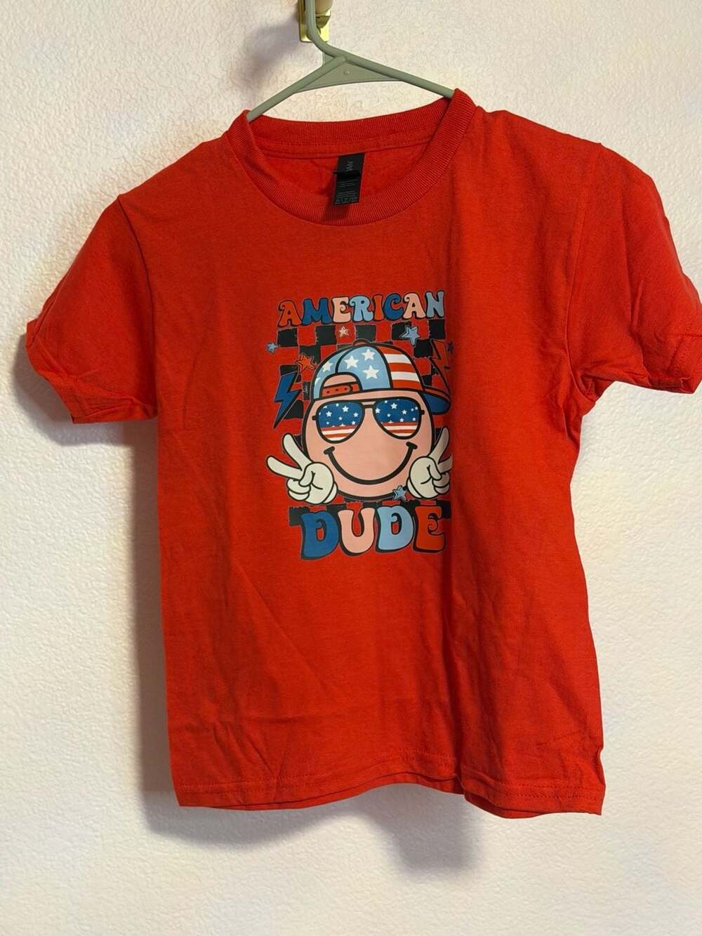 American Dude Patriotic Smiley Face Graphic Youth T-Shirt